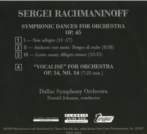 Donald Johanos - Rachmaninoff: Symphonic Dances / Vocalise (1967) [1998] Hi-Res