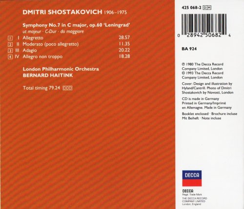 London Philharmonic Orchestra, Bernard Haitink - Shostakovich: Symphony No. 7 (1993) CD-Rip