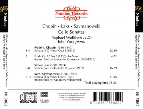 Raphael Wallfisch, John York - Chopin, Laks & Szymanowski: Cello Sonatas (2010)