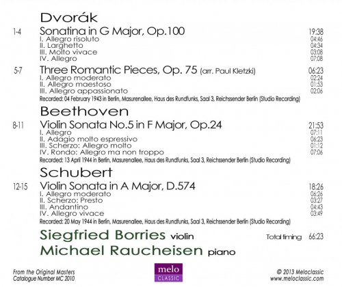 Siegfried Borries, Michael Raucheisen - Plays Dvorak, Beethoven and Schubert (2013)