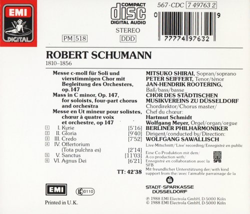 Berliner Philharmoniker, Wolfgang Sawallisch - Schumann: Mass in C minor, Op. 147 (1988) CD-Rip