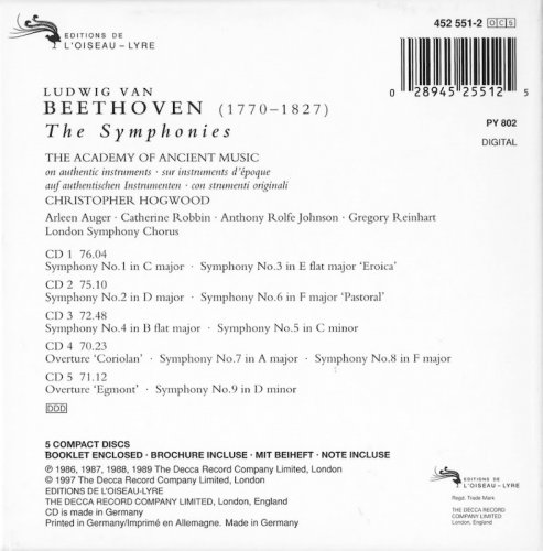 The Academy of Ancient Music, Christopher Hogwood - Beethoven: The Symphonies (5CD) (1997) CD-Rip