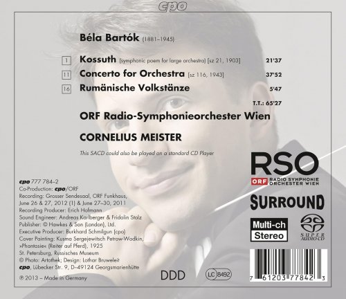 Cornelius Meister - Bela Bartok: Kossuth, Concerto for Orchestra, Romanian Folk Dances (2013) [SACD]