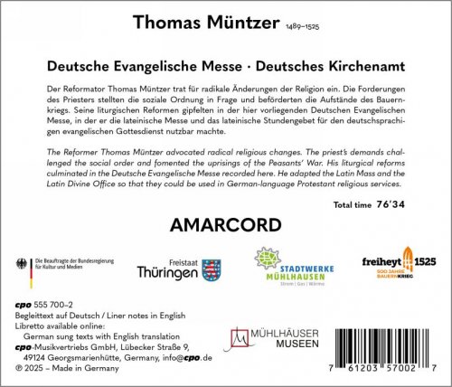 Ensemble Amarcord - Thomas Müntzer: Deutsche Evangelische Messe & Deutsches Kirchenamt (2025) [Hi-Res]