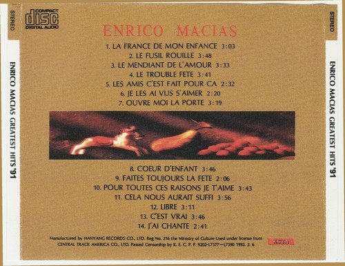 Enrico Macias - La france de mon enfrance le fusil roulle (1990) CD-Rip