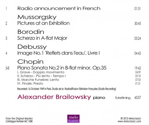 Alexander Brailowsky - Plays Mussorgsky, Borodin, Debussy and Chopin: The Paris recital 1949 (2013)